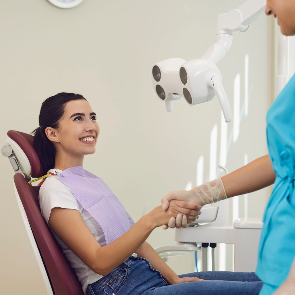 happy woman after teeth extraction